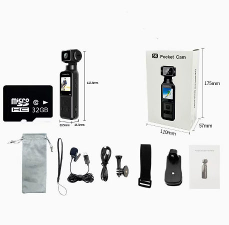 Dropshipman 4K HD anti-shake pocket sports camera showing compact design with lens and control buttons for outdoor recording.