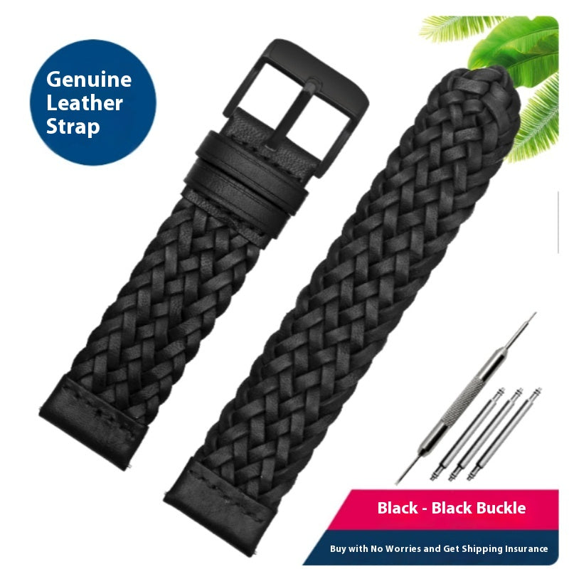 Vibrant solid color woven watch strap by Dropshipman, showing close-up of textured fabric and durable woven pattern.