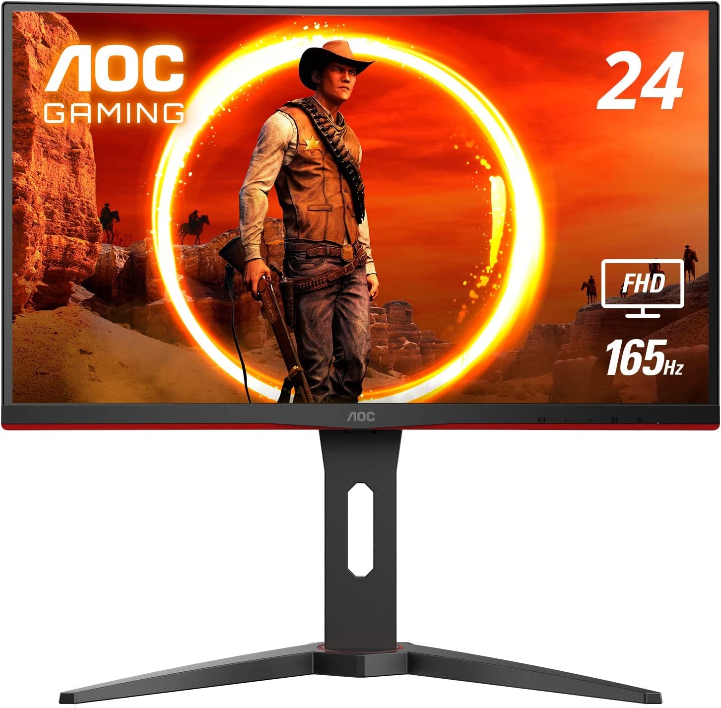 LeakEm Electronics 24-inch curved frameless gaming monitor with FHD resolution, 165Hz refresh rate, and immersive 1500R curvature.