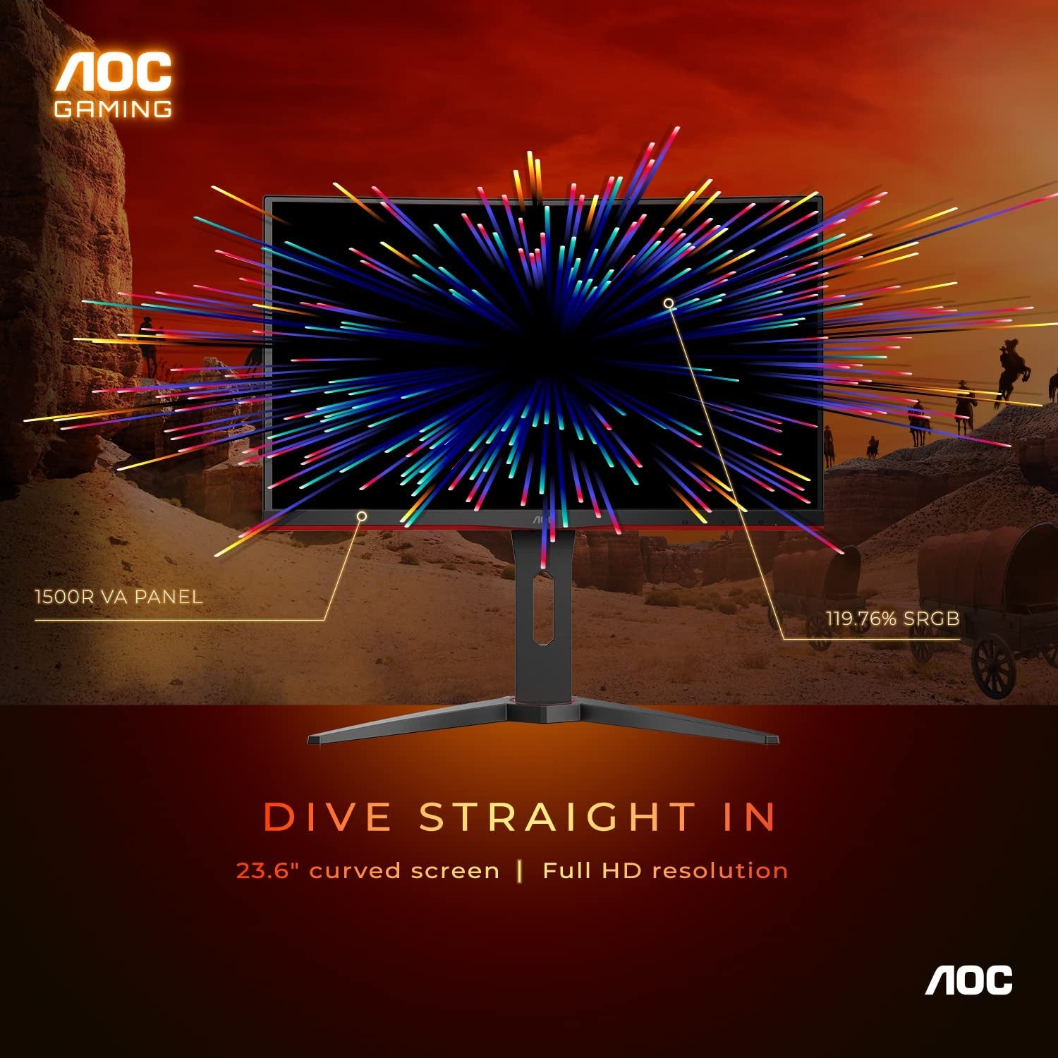 LeakEm Electronics C24G1A 24-inch curved frameless gaming monitor with FHD resolution, 165Hz refresh rate, and immersive 1500R curvature.