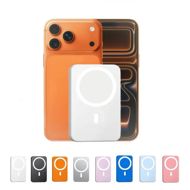 LeakEm 5000mAh magnetic wireless power bank for iPhone 12-17 series, portable charger with MagSafe compatibility.