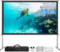 LeakEm Electronics 100-inch indoor projector screen with aluminum frame, PVC layers, carry bag, and quick setup for 4K HD movies.