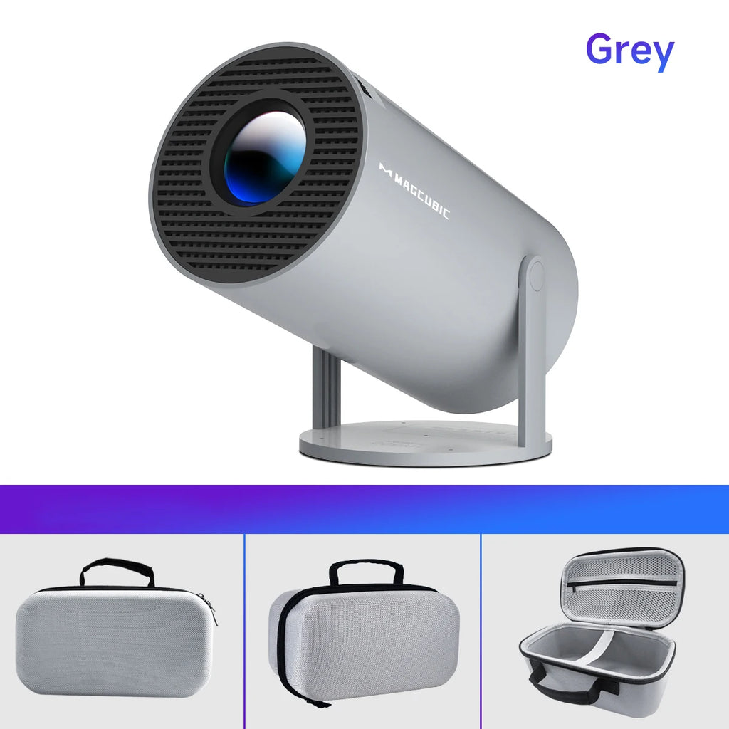 Magcubic HY300 Pro 4K Android 11 projector displaying a home cinema scene with vibrant colors and clear images.