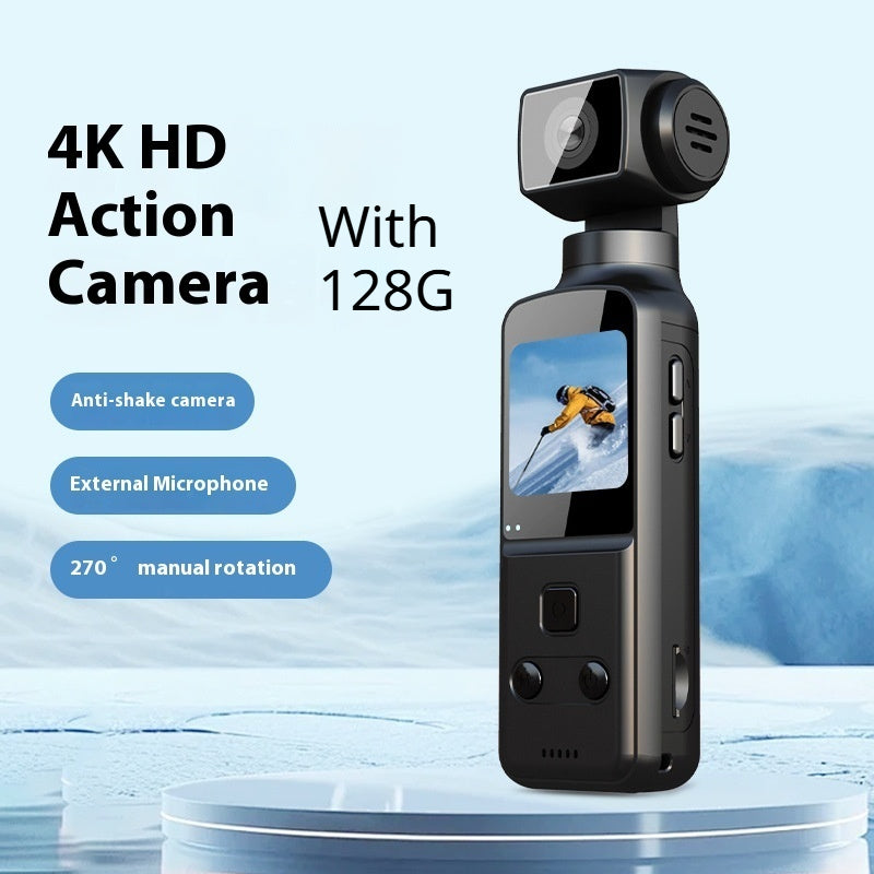 Dropshipman 4K HD anti-shake pocket sports camera with compact design and lens, ideal for action filming and outdoor adventures.