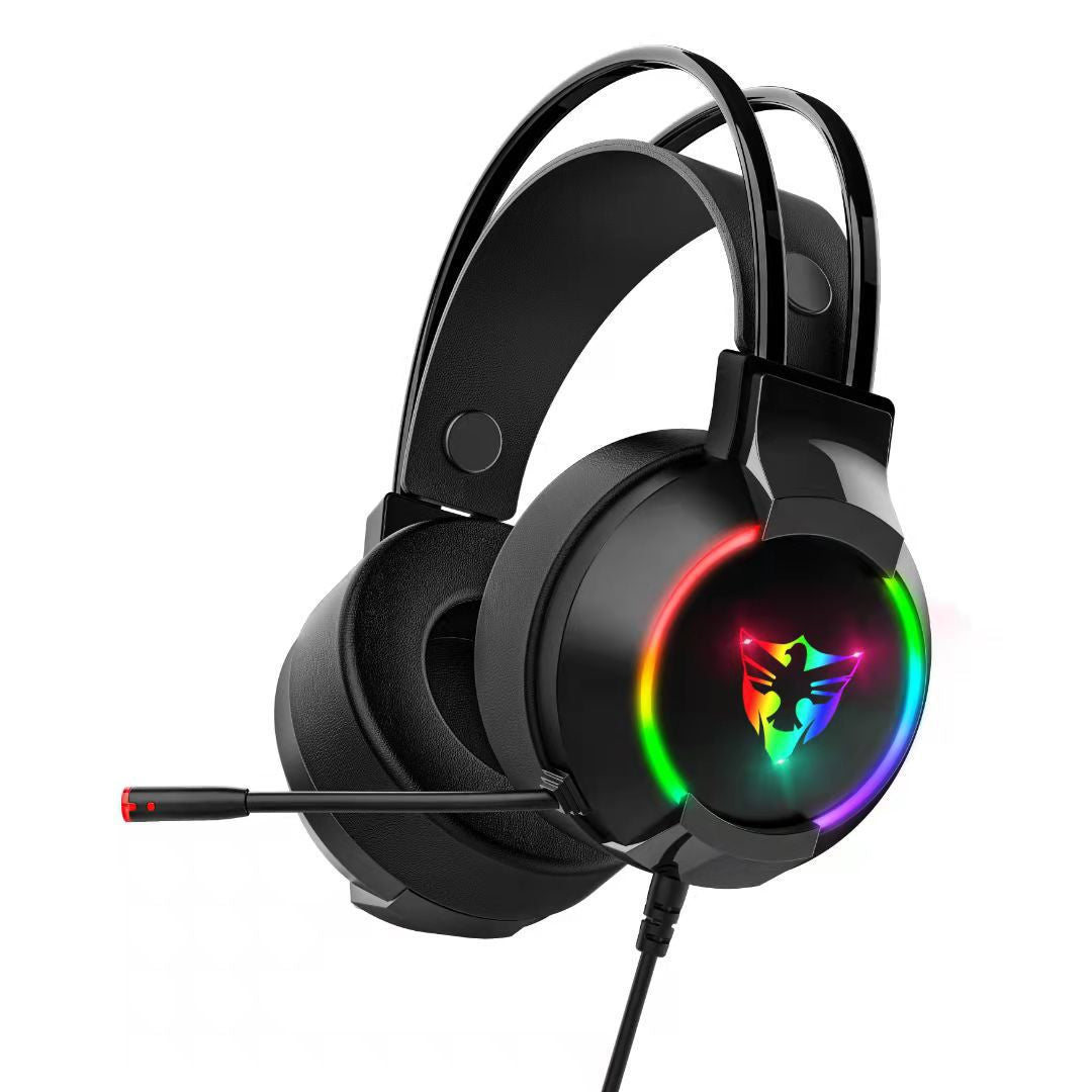 Dropshipman wired gaming headset with head-mounted design, featuring adjustable headband and built-in microphone for PCs.